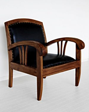 Bali leather wooden chair